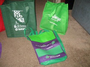 Green bags shopping bags, bags, reusable shopping bags, giveaways, promotions