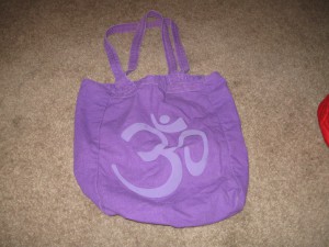 OM purple bag yoga, exercise, bags, reusable shopping bag, OM