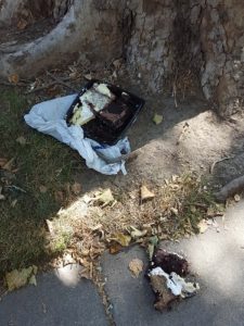 cake, chocolate cake, half eaten cake on street, weird things on street, weird things on sidewalk, Girl with Moxie, Girl with Moxie blog