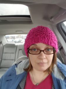 Car selfie time (the vehicle was stationary). Wearing the beanie my cousin knitted for me - I love the color. Today was a 6 out of 10.